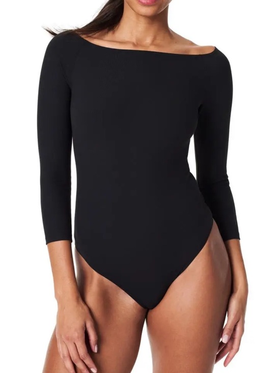 SPANX Tops - Spanx Suit Yourself Boat Neck Ribbed Black Bodysuit Size 1X
